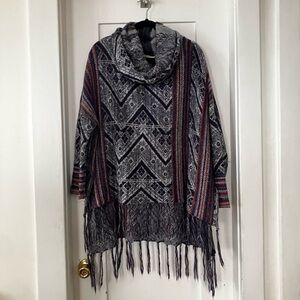 Free People Multicolor Patterned Poncho